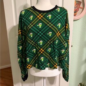 Forever 21 Green Plaid Grinch Sweater
